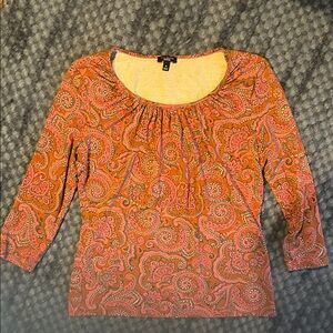Talbots brand est. 1947 Orange Paisley Blouse